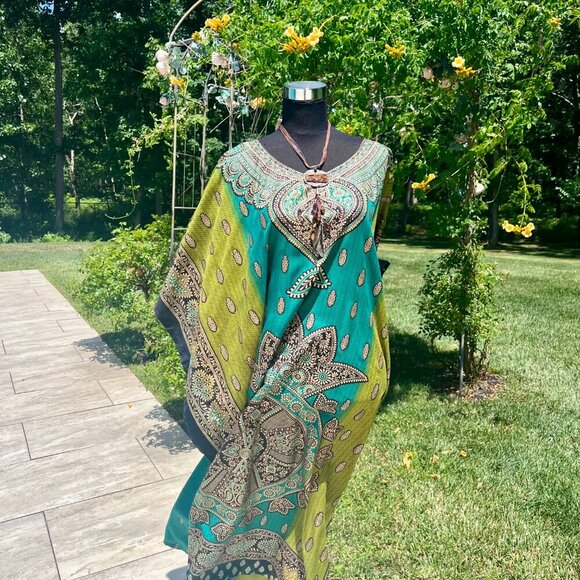 NWT Sante Beautiful Long Lightweight Kaftan Dress One Size - Picture 2 of 10